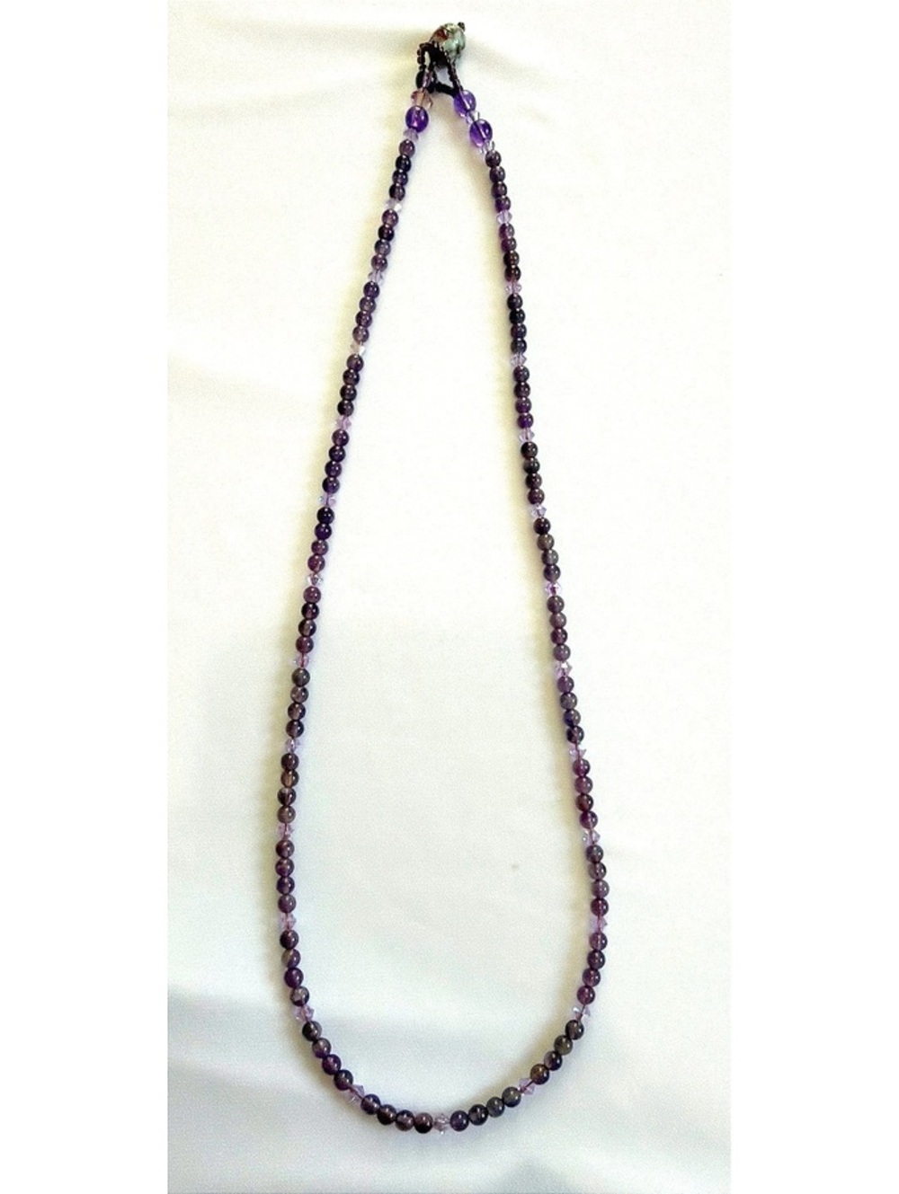 Amethyst and Austrian Crystal Necklace with Cloisonné Bead Clasp